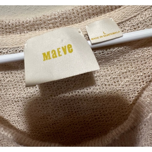 Anthropologie Maeve Beige Knit Side Pocket Long Sleeve‎ Size Large - Picture 2 of 6